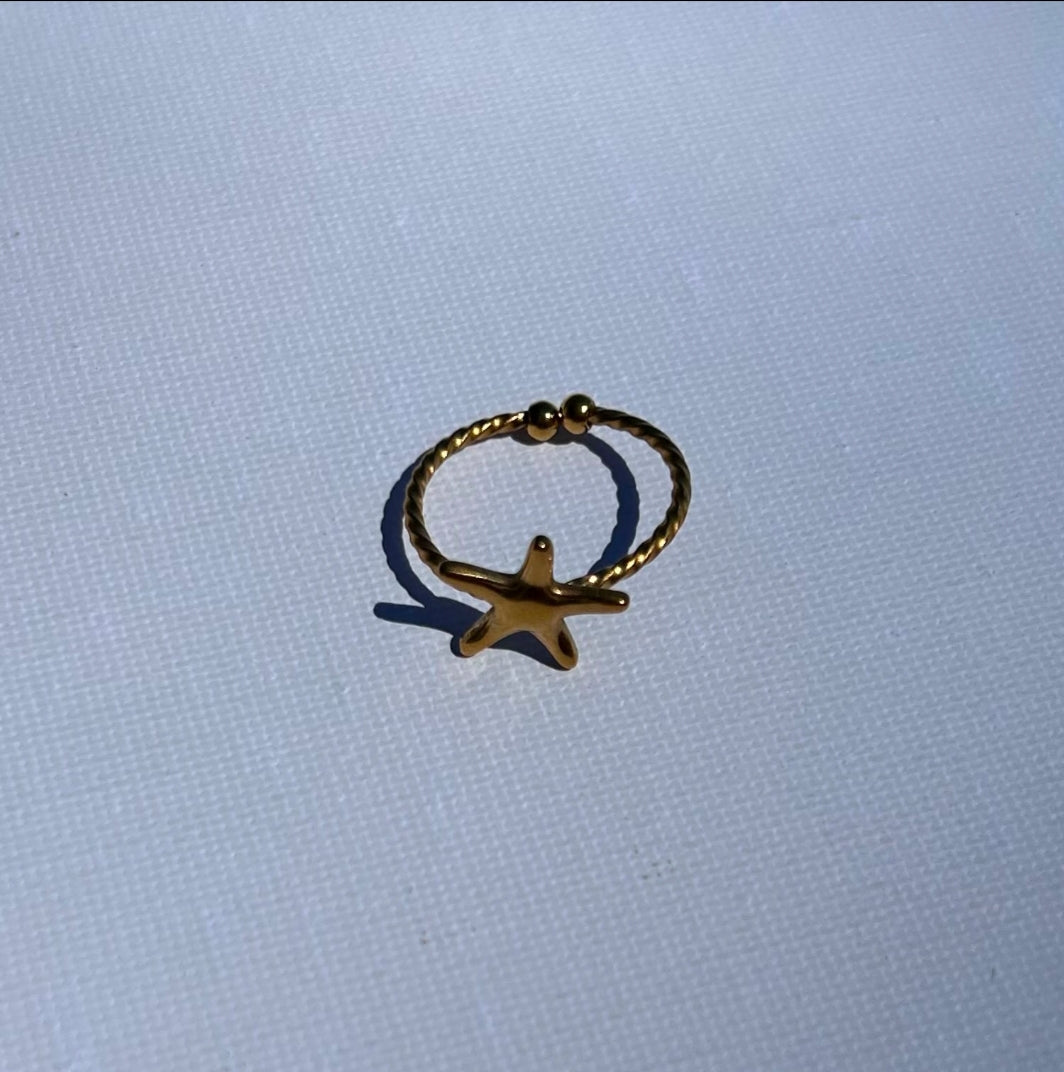Anillo Pequeño Abierto En Forma de Estrella de Mar