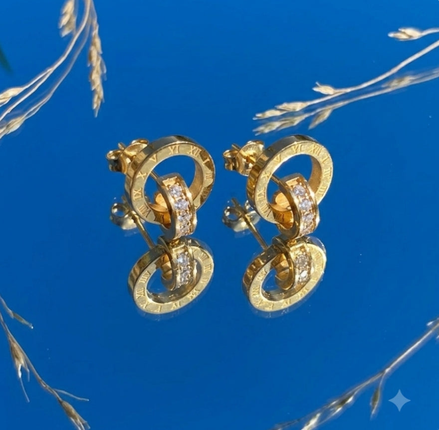 Pendientes Con Aro Entrelazados con Cristales