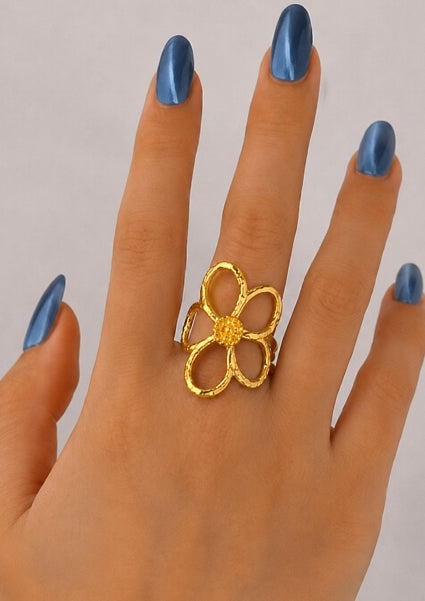 Anillo Abierto con Diseño Floral