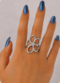 Anillo Abierto con Diseño Floral