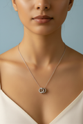 Collar aros romanos plateado azul claro