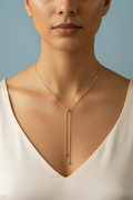 Collar lariat dorado azul claro